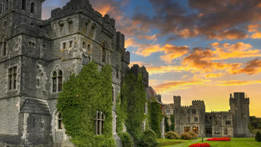 amazing architecture of the ashford castle in co mayo at