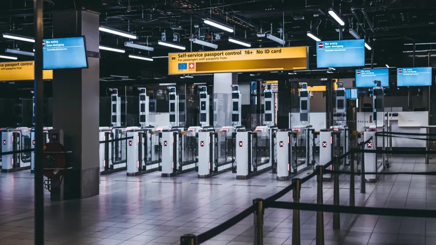 arrival immigration passport control point at amsterdam schiphol