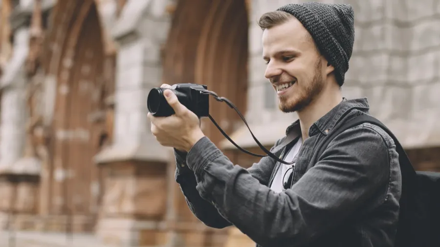 attractive tourist in city