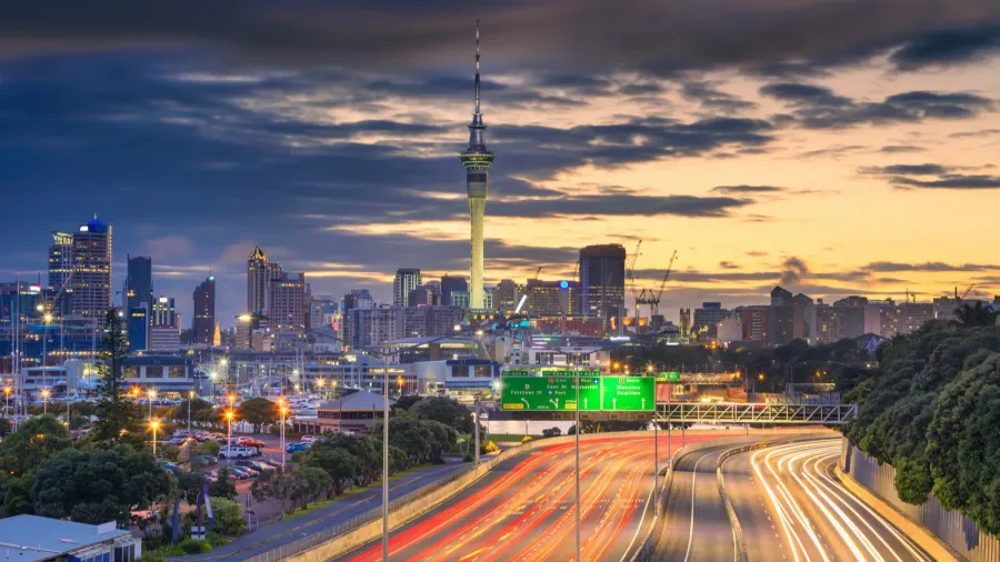 auckland cityscape image of auckland skyline new zealand at sunrise