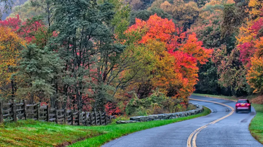 autumn drive on blue ridge parkway