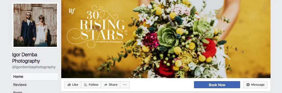 Facebook page cover inspiration - bright image with photography award badge