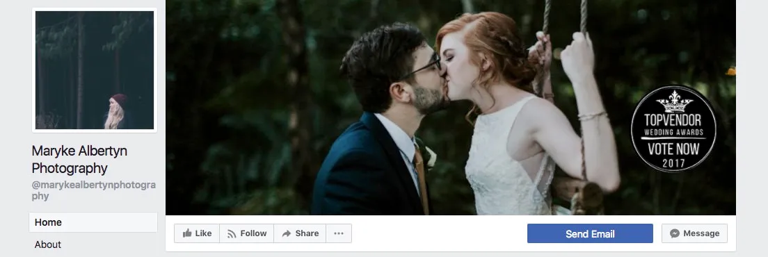 Facebook page cover inspiration - bright image with photography award badge