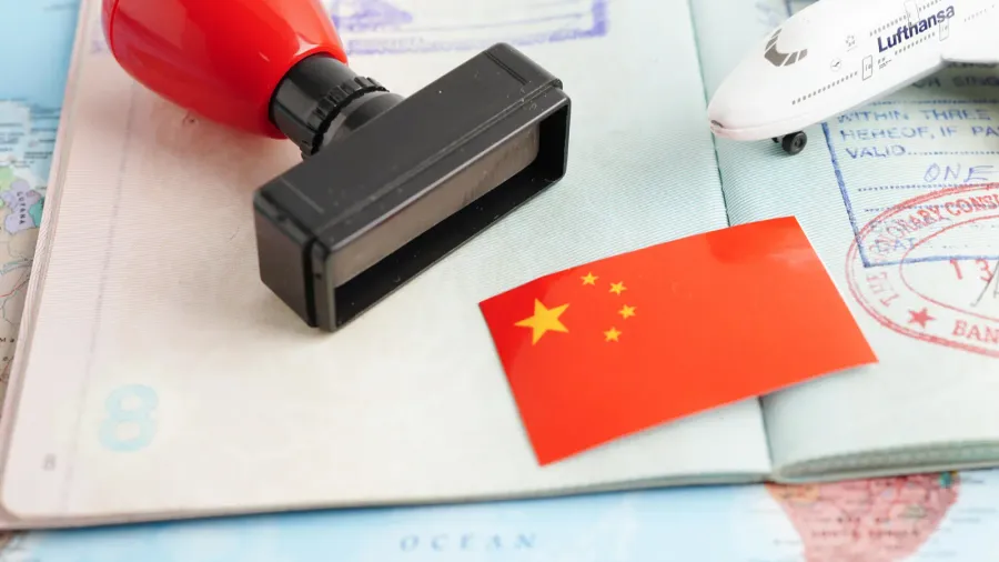 bangkok thailand december 10 2023 china visa and passport with