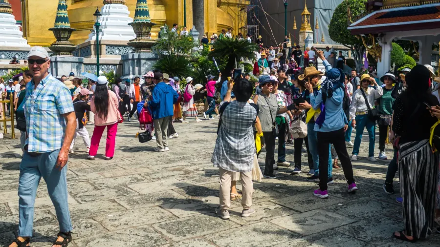 Bangkok, Thailand, Tourists at the Grand Palace.