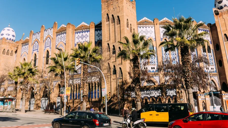 barcelona spain  december 28 2018 busy street with cars