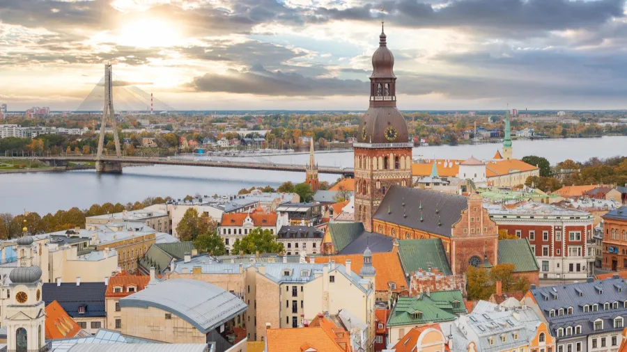 beautiful aerial riga view from above view from the st