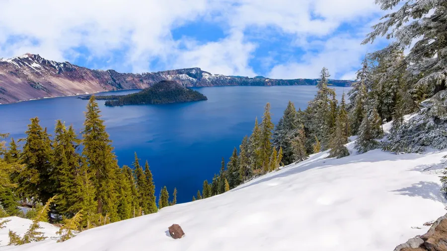 beautiful panorama of crater lake