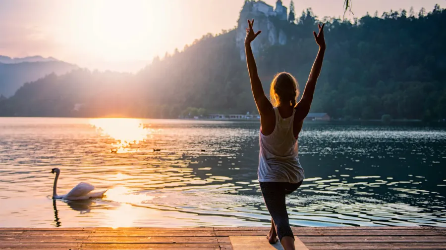 beautiful woman practicing yoga