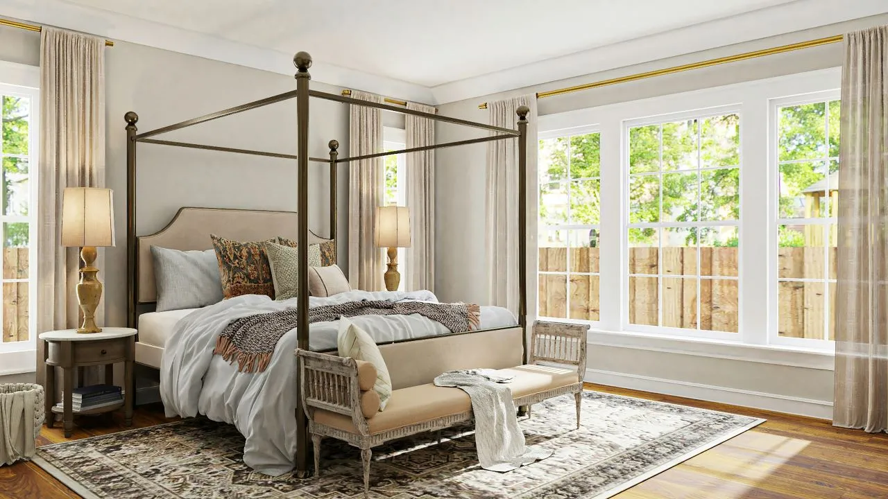 Canopy beds exude timeless elegance.