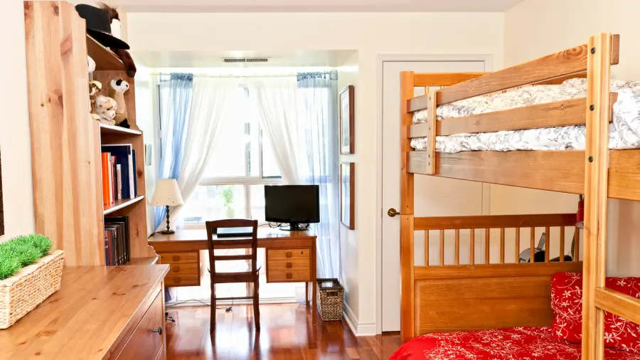 bedroom interior with hardwood floor