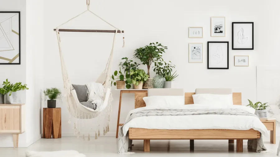 bedroom with wooden furniture