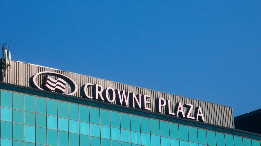 belgrade serbia  august 13 2018 crowne plaza logo on