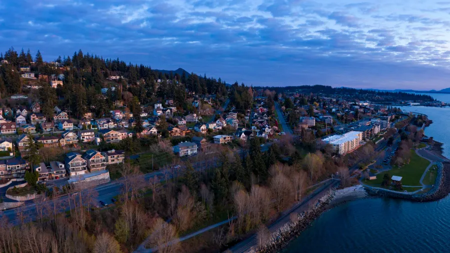 bellingham washington above south hil boulevard park fairhaven aerial birds