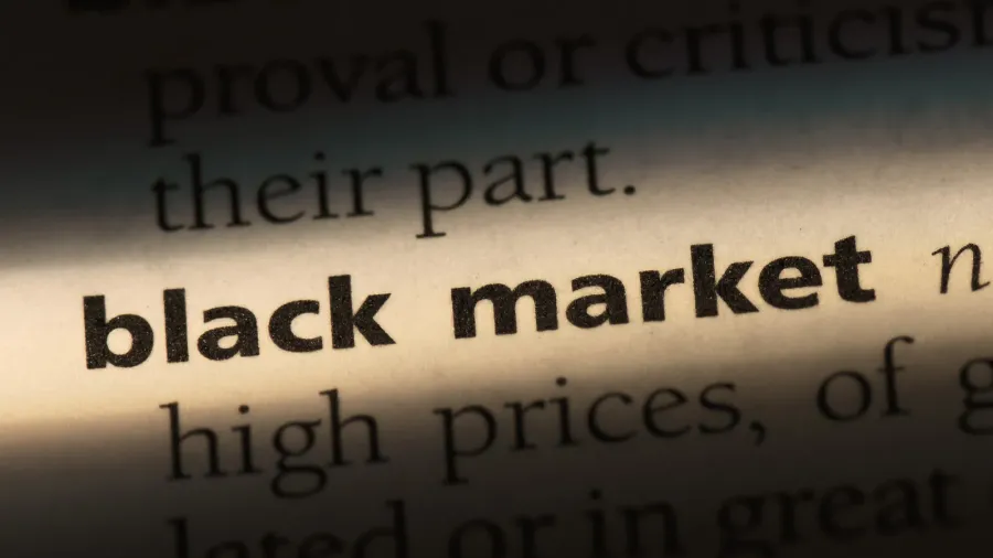 black market word in a dictionary black market concept