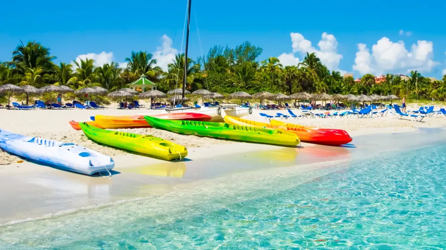 boats on the cuban beach of varadero