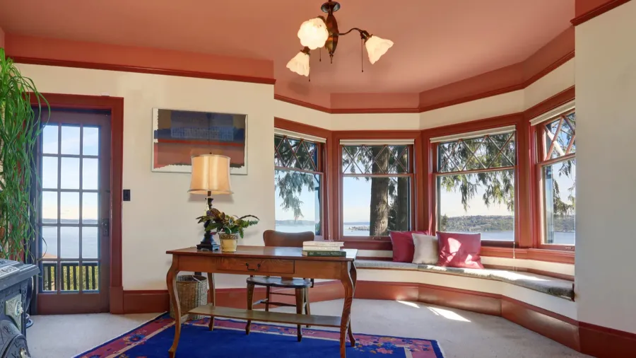 bright and cozy home office in vintage style