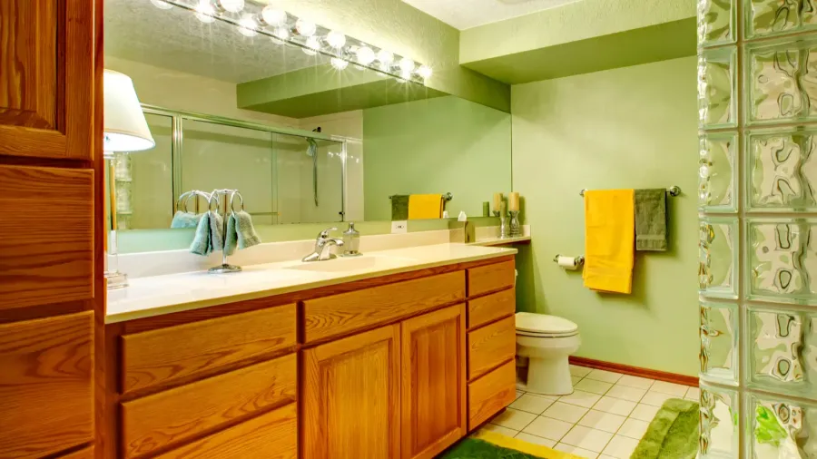 bright green bathroom