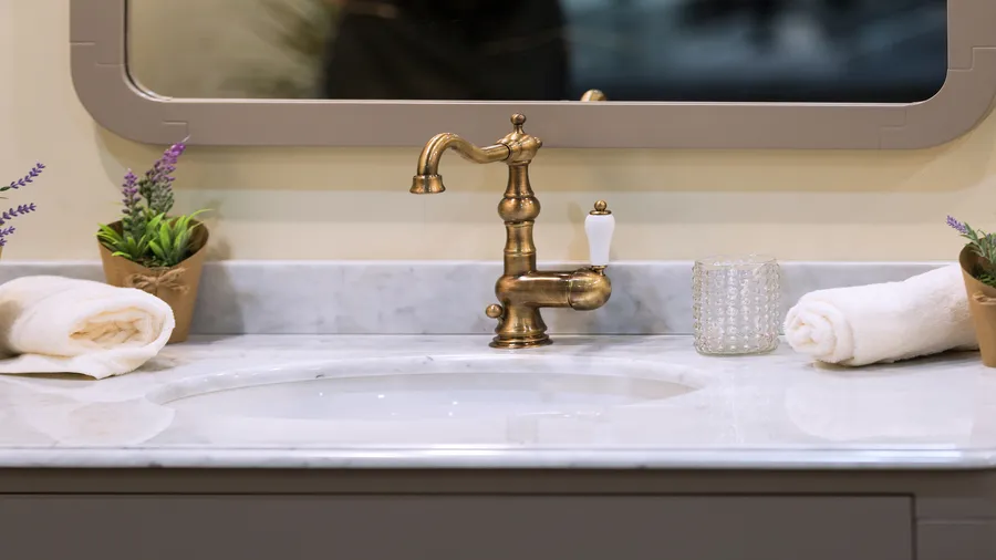 A beautiful washbasin and faucet fitted.