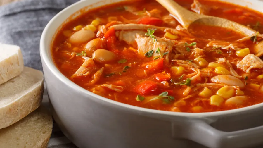 brunswick stew stew with vegetables on chicken broth and barbecue