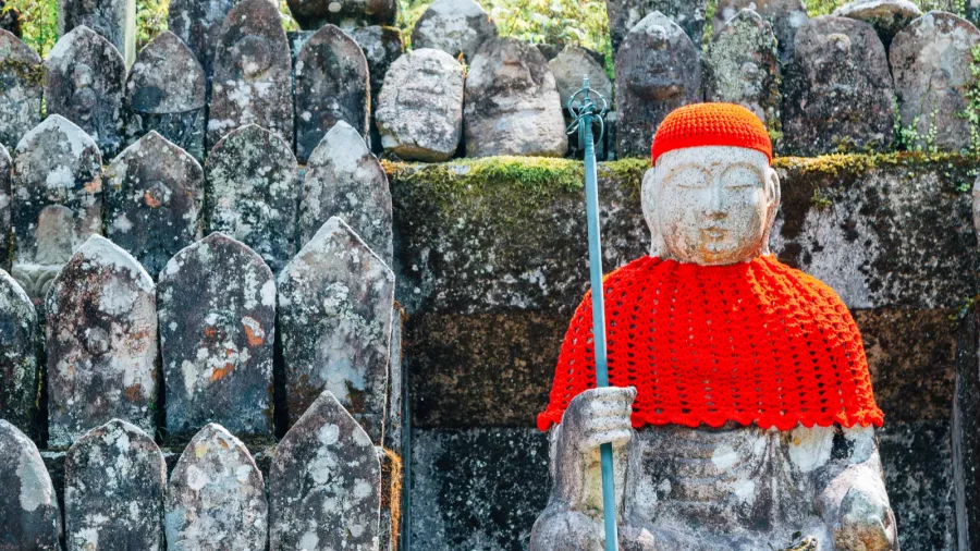 buddha statues at godaisan mountain chikurinji temple shikoku pilgrimage in
