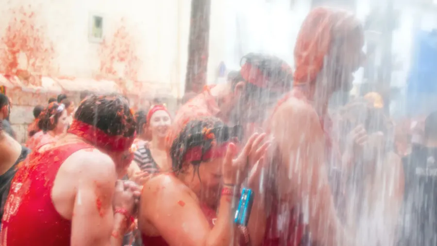 bunol spain  august 28 young people having fun on
