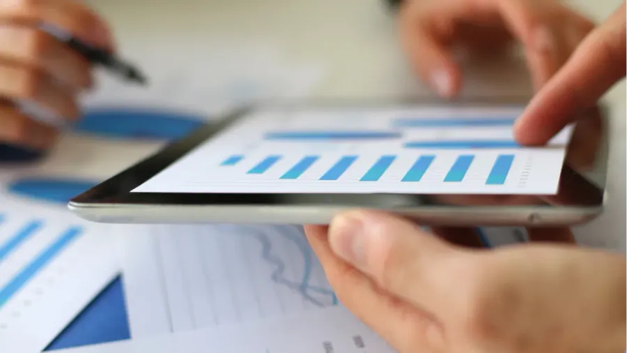 business plan presentation on digital tablet