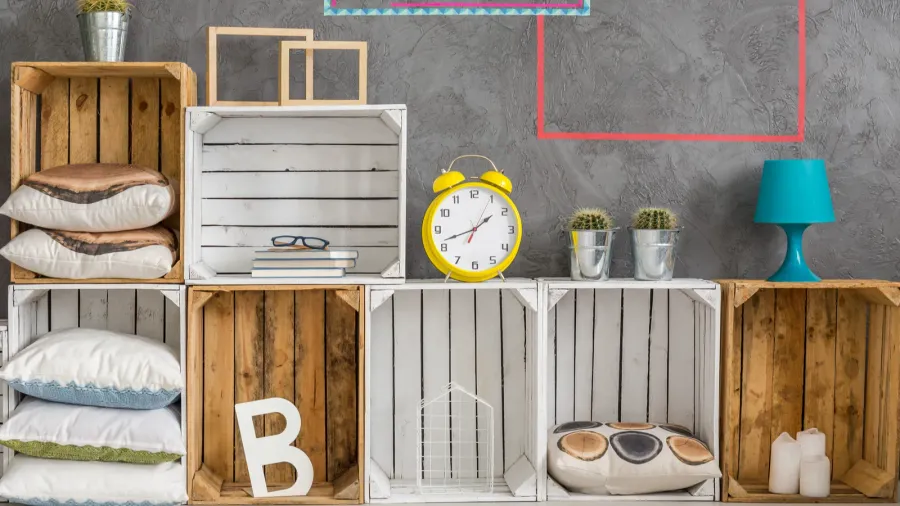 cabinet made of wooden boxes