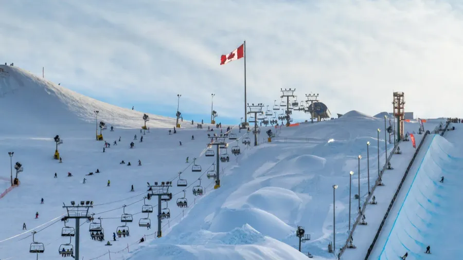 calgary alberta canada jan 2 2025 skiers and snowboarders enjoy