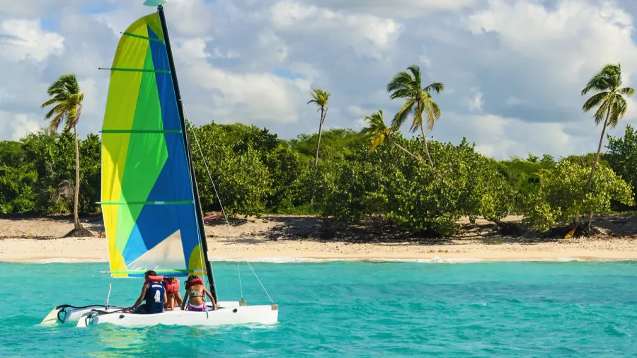 catamaran on azure water
