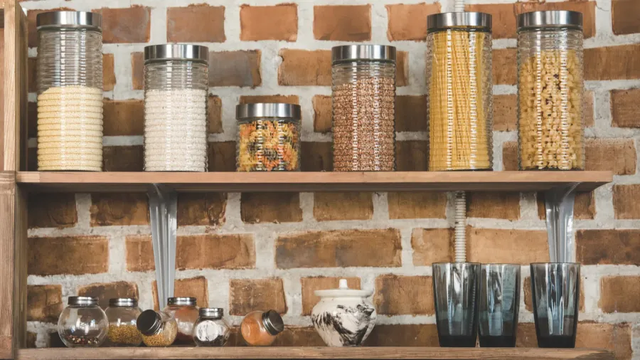 cereals and spices in glass containers