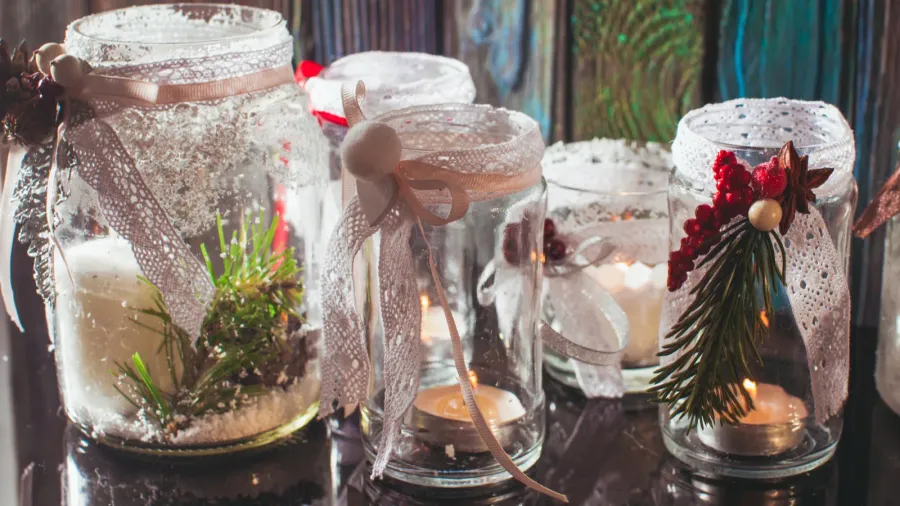 christmas glass candlesticks