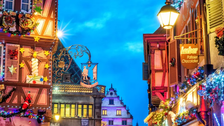 christmas illumination in colmar alsace france