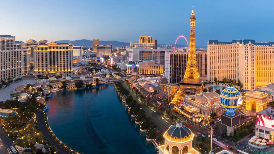 cityscape of las vegas strip aerial view in nevada at