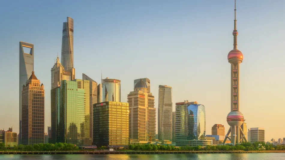 cityscape of shanghai and huangpu river on sunset beautiful reflection
