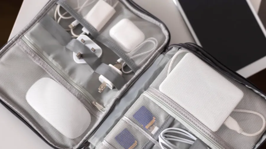 closeup modern comfortable storage case electronic device and tools at
