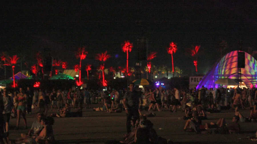 coachella  crowds at night