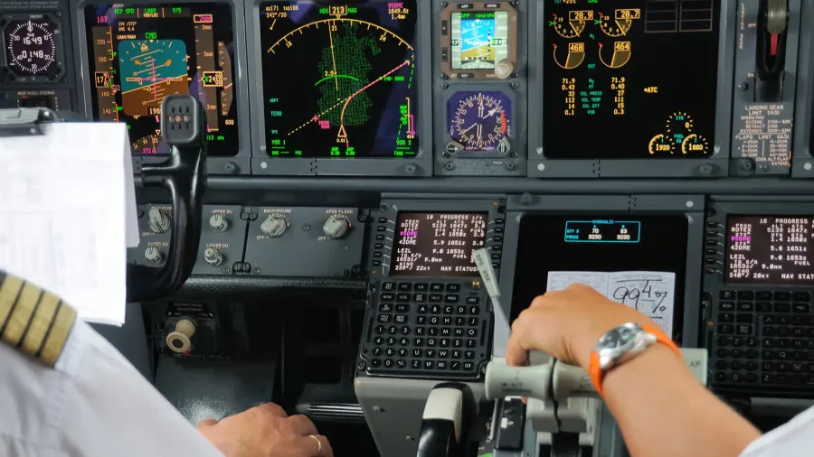 commercial aircraft panel at night