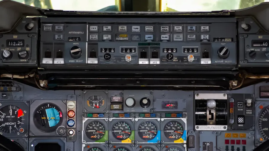 concorde cockpit and instrument panel of the british airways concorde