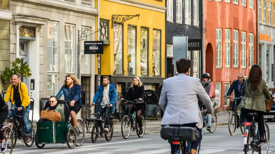 copenhagen denmark  may 03 2018 group of people riding