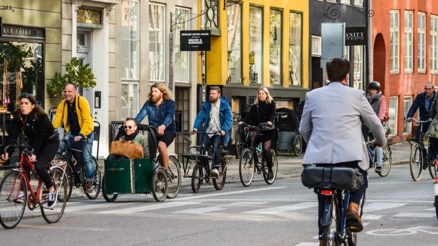 copenhagen denmark  may 03 2018 group of people riding