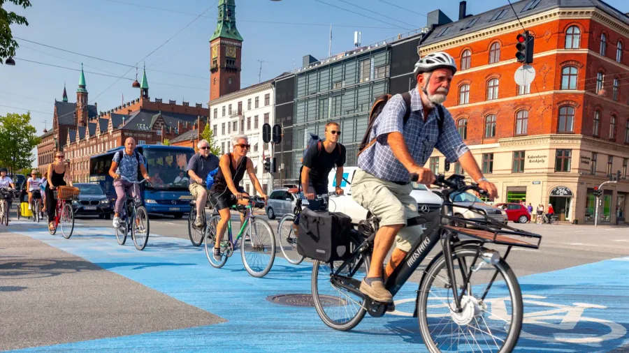 copenhagen cyclists on a city street