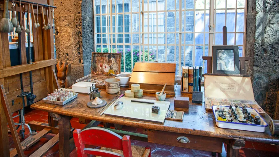 coyoacan mexico  march 24 2022 work room fro painting
