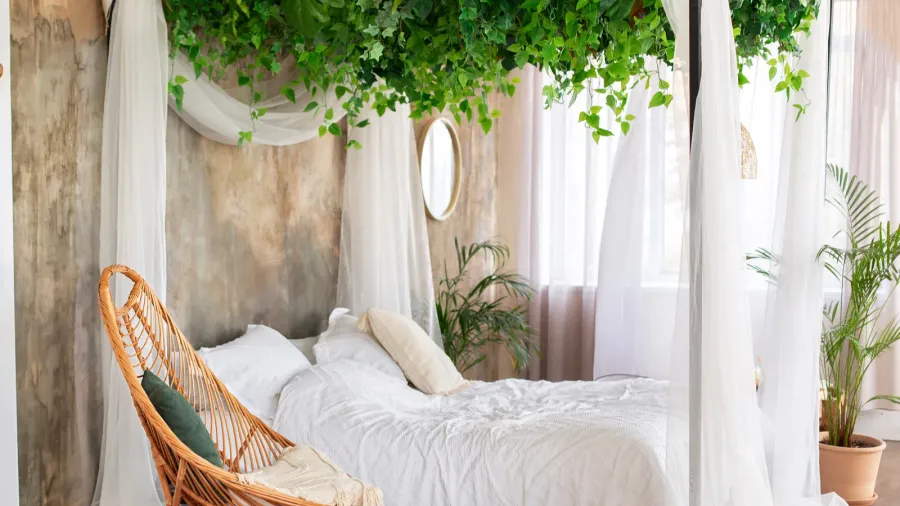 cozy light bedroom in scandinavian style bedroom canopy bed and