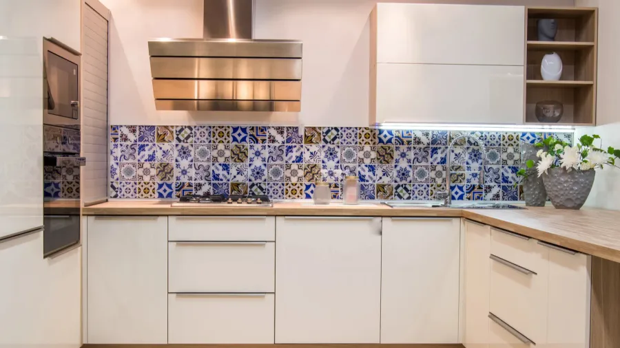 cozy modern kitchen interior with furniture in light tones