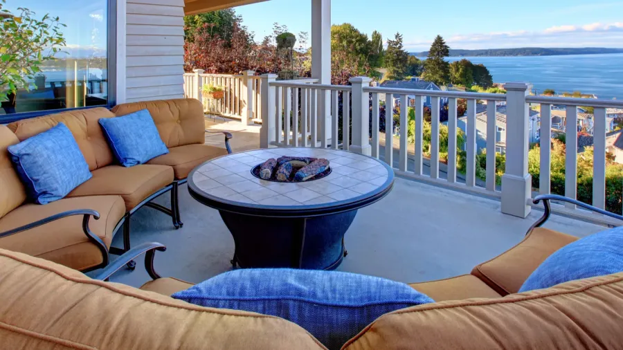 cozy patio area with puget sound view tacoma wa