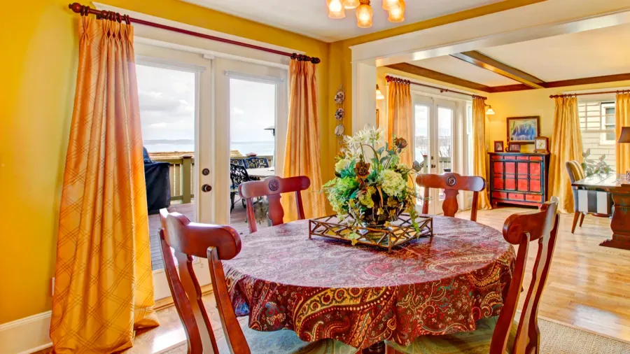 cozy yellow dining room