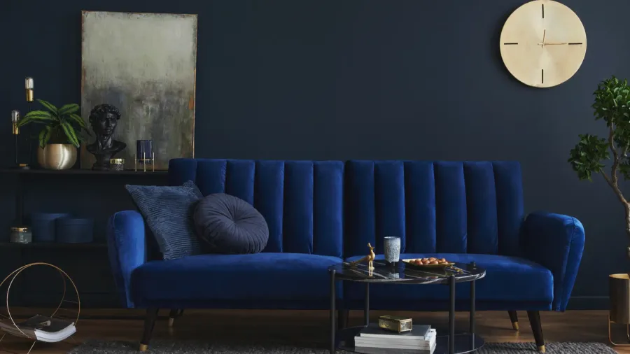 creative compositon of modern living room interior design with glamour