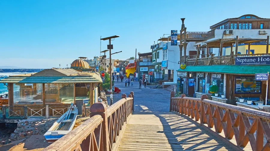 dahab egypt  december 25 2017 walk the seaside promenade