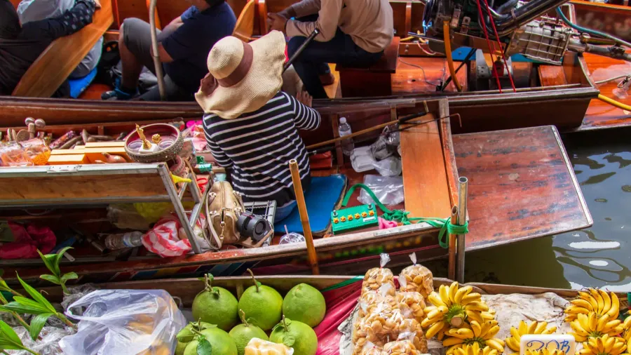 damnoen saduak floating market near bangkok in thailand